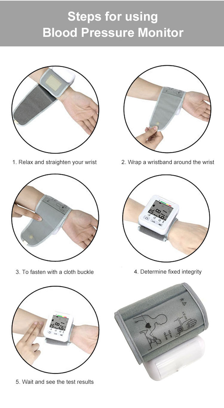 Digital blood pressure monitor smart portable wrist arm bp rechargable ...